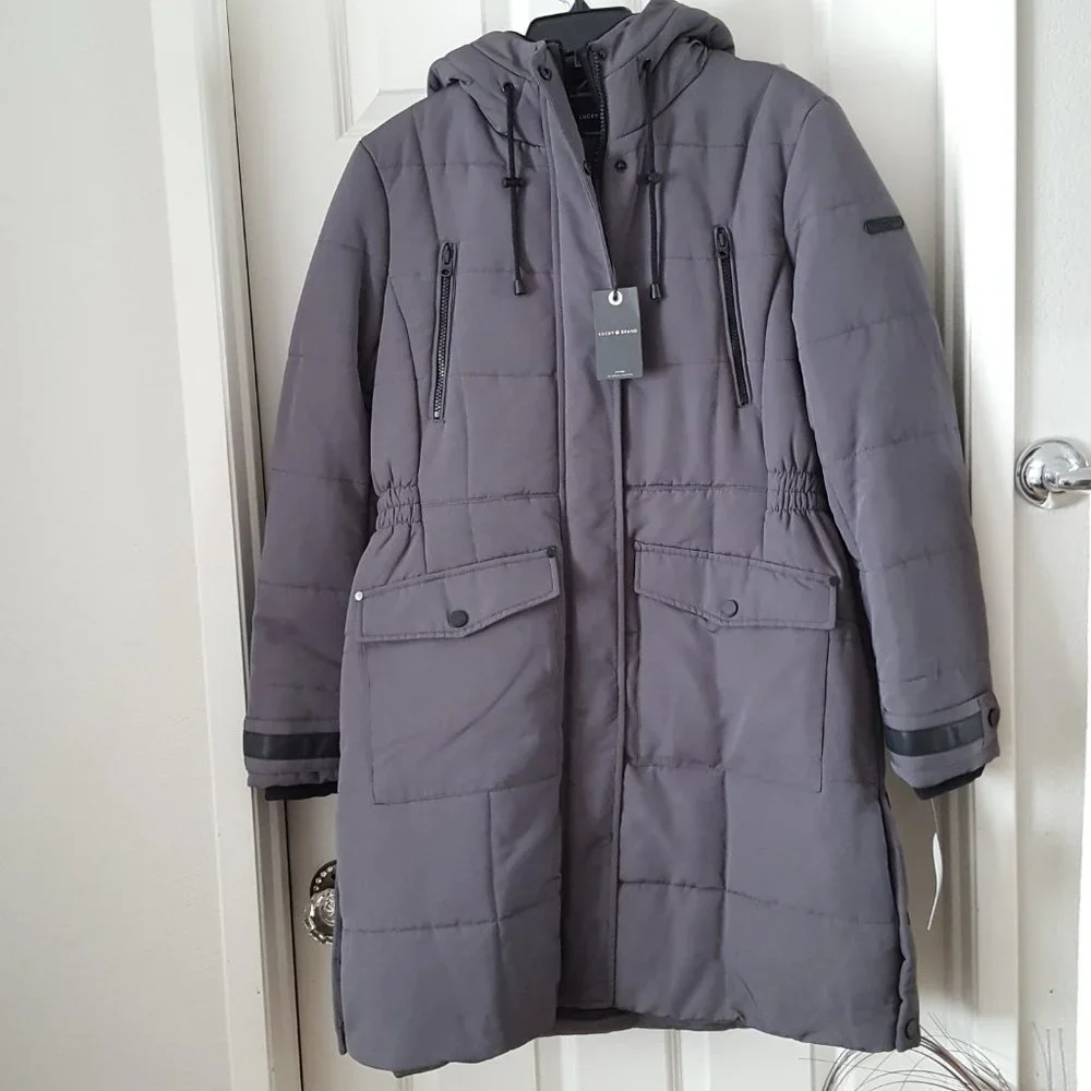 Lucky Brand Puffer Hooded Jacket NWT L